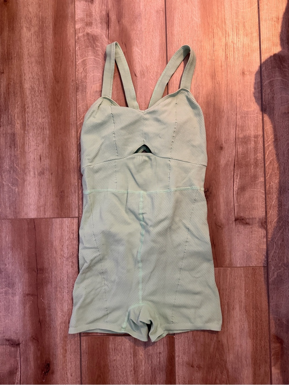 FP Movement by Free People Light Green Ribbed Romper